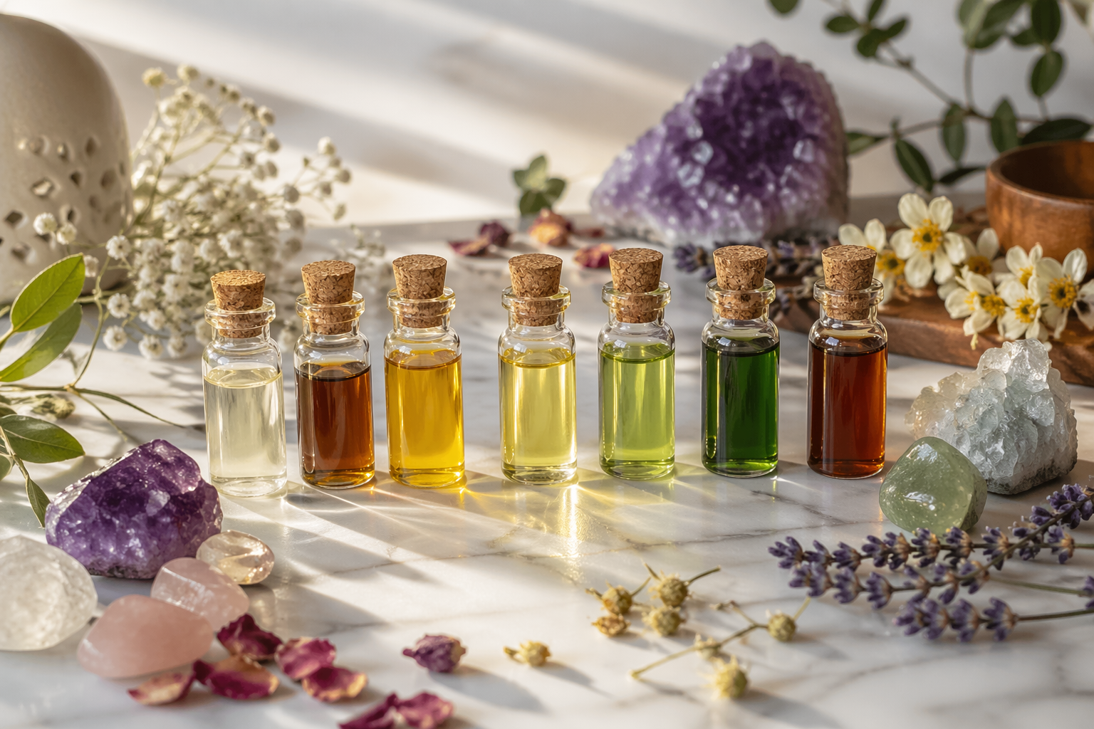 ¿Por qué los aceites esenciales tienen diferentes colores, densidades y viscosidades?